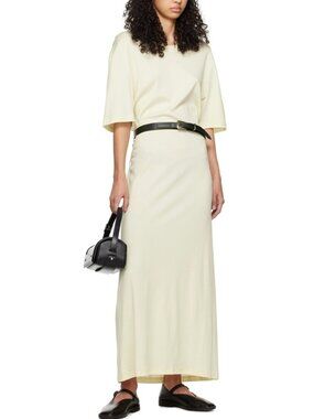 Lemaire BELTED RIB T-SHIRT DRESS Ivory 100% Cotton L